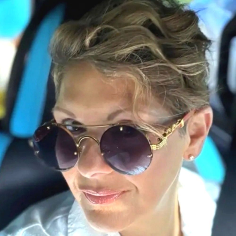 Unisex Gold and Blue Sunglasses